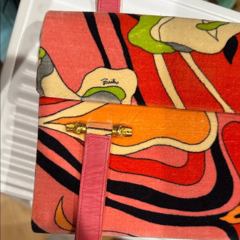 Emilio Pucci Red and Orange Vintage Rare Top Handle Bag - Picture 7 of 16